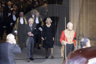 King Charles III and Camilla, the Queen Consort, arrive at Westminster Hall.