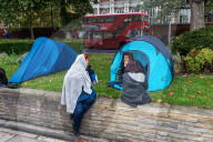 Queues form on Lambeth Embankment to see the Queen lie in state at Westminster Palace 