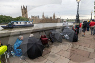 Queues form on Lambeth Embankment to see the Queen lie in state at Westminster Palace 