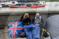 Queues form on Lambeth Embankment to see the Queen lie in state at Westminster Palace 