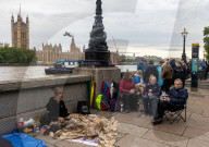 Queues form on Lambeth Embankment to see the Queen lie in state at Westminster Palace 
