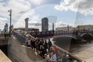 Queues form on Lambeth Embankment to see the Queen lie in state at Westminster Palace 