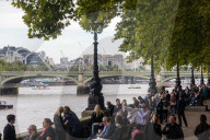Queues form on Lambeth Embankment to see the Queen lie in state at Westminster Palace 