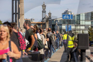 Queues form on Lambeth Embankment to see the Queen lie in state at Westminster Palace 