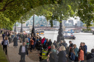 Queues form on Lambeth Embankment to see the Queen lie in state at Westminster Palace 