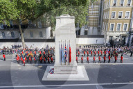 Queen Elizabeth II Procession passes down Whitehall
