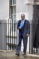 Kwasi Kwarteng UK Chancellor of the Exchequer leaves 11 Downing Street to deliver The Growth Plan to parliament