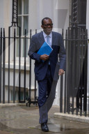 Kwasi Kwarteng UK Chancellor of the Exchequer leaves 11 Downing Street to deliver The Growth Plan to parliament
