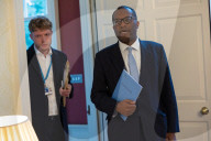 Kwasi Kwarteng UK Chancellor of the Exchequer leaves 11 Downing Street to deliver The Growth Plan to parliament