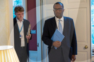 Kwasi Kwarteng UK Chancellor of the Exchequer leaves 11 Downing Street to deliver The Growth Plan to parliament