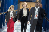 Liz Truss at the party conference today, walking towards the concerence centre.
