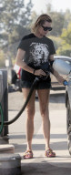 Rebeeca Romijn seen at a gas station 