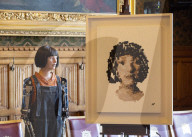 AI robot Ai-Da prior to giving evidence to a House of Lords inquiry where she will answer questions concerning tech and creativity. 
The House of Lords, Palace of Westminster, London.