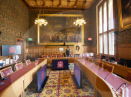 AI robot Ai-Da prior to giving evidence to a House of Lords inquiry where she will answer questions concerning tech and creativity. 
The House of Lords, Palace of Westminster, London.