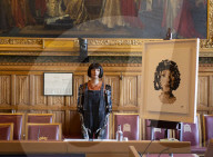 AI robot Ai-Da prior to giving evidence to a House of Lords inquiry where she will answer questions concerning tech and creativity. 
The House of Lords, Palace of Westminster, London.