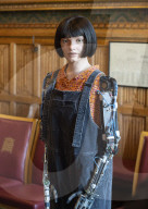 AI robot Ai-Da prior to giving evidence to a House of Lords inquiry where she will answer questions concerning tech and creativity. 
The House of Lords, Palace of Westminster, London.
