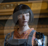 AI robot Ai-Da prior to giving evidence to a House of Lords inquiry where she will answer questions concerning tech and creativity. 
The House of Lords, Palace of Westminster, London.