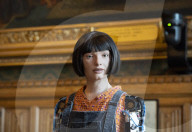 AI robot Ai-Da prior to giving evidence to a House of Lords inquiry where she will answer questions concerning tech and creativity. 
The House of Lords, Palace of Westminster, London.