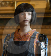 AI robot Ai-Da prior to giving evidence to a House of Lords inquiry where she will answer questions concerning tech and creativity. 
The House of Lords, Palace of Westminster, London.