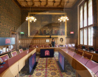 AI robot Ai-Da prior to giving evidence to a House of Lords inquiry where she will answer questions concerning tech and creativity. 
The House of Lords, Palace of Westminster, London.