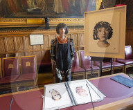 AI robot Ai-Da prior to giving evidence to a House of Lords inquiry where she will answer questions concerning tech and creativity. 
The House of Lords, Palace of Westminster, London.