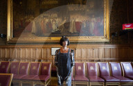 AI robot Ai-Da prior to giving evidence to a House of Lords inquiry where she will answer questions concerning tech and creativity. 
The House of Lords, Palace of Westminster, London.