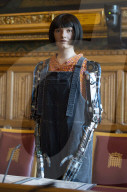 AI robot Ai-Da prior to giving evidence to a House of Lords inquiry where she will answer questions concerning tech and creativity. 
The House of Lords, Palace of Westminster, London.