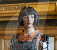 AI robot Ai-Da prior to giving evidence to a House of Lords inquiry where she will answer questions concerning tech and creativity. 
The House of Lords, Palace of Westminster, London.
