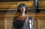 AI robot Ai-Da prior to giving evidence to a House of Lords inquiry where she will answer questions concerning tech and creativity. 
The House of Lords, Palace of Westminster, London.