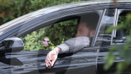 PREMIUM EXCLUSIVE Ben Affleck driving brand new Tesla PLaid