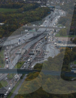 Just Stop Oil protest at Queen Elizabeth Bridge over The River Thames in Dartford.