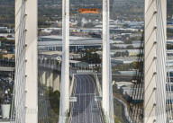 Just Stop Oil protest at Queen Elizabeth Bridge over The River Thames in Dartford.