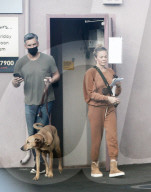 LeAnn Rimes  and her husband Eddie Cibrian are seen taking their dog, Fleetwood Rimes Cibrian to the vet in Encino. 