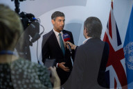 The Prime Minister Rishi Sunak  gives a TV interview