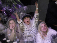 Fans react to the England v France World Cup Quarter Final football match, Boxpark, London.