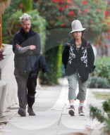 Linda Perry is seen out for a walk with her best friend Aubin Crowell in Los Angeles on December 15, 2022. 
