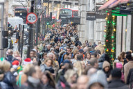 Warmer weather and Christmas shoppers in London.