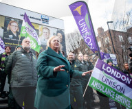 Ambulance strike outside the Waterloo London Ambulance Service station