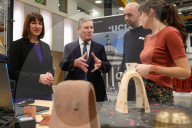 Sir Keir Starmer UCL East Visit in London, UK.