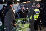 Mick Lynch leader of the RMT joins an official rail strike picket line outside Euston station, London, Great Britain 
6th January 2023