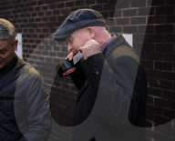 Mick Lynch leader of the RMT joins an official rail strike picket line outside Euston station, London, Great Britain 
6th January 2023