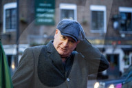 Mick Lynch leader of the RMT joins an official rail strike picket line outside Euston station, London, Great Britain 
6th January 2023