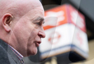 Mick Lynch leader of the RMT joins an official rail strike picket line outside Euston station, London, Great Britain 
6th January 2023