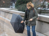Heavy rain and strong winds this weekend in London, UK.
