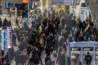 Commters go back to work as rail strikes stop, Waterloo Station, London