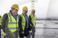 Defence Secretary Ben Wallace visits the Harland & Wolff shipyard in Belfast.
