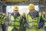 Defence Secretary Ben Wallace visits the Harland & Wolff shipyard in Belfast.