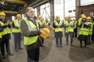 Defence Secretary Ben Wallace visits the Harland & Wolff shipyard in Belfast.