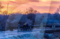 Freezing conditions with frost and snow for Richmond Park south-west London UK.