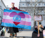 Trans rights rally in Whitehall, London, UK.